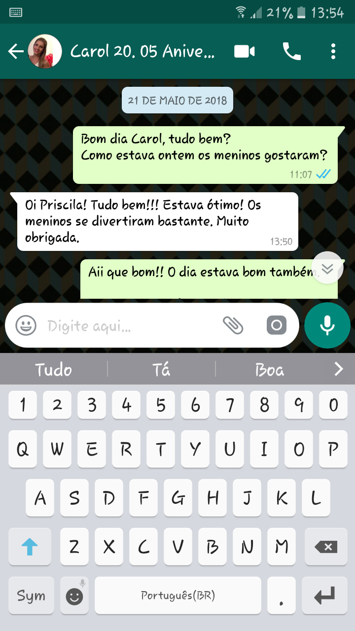 Depoimento Carolina - aniversário do Thomaz 8 anos