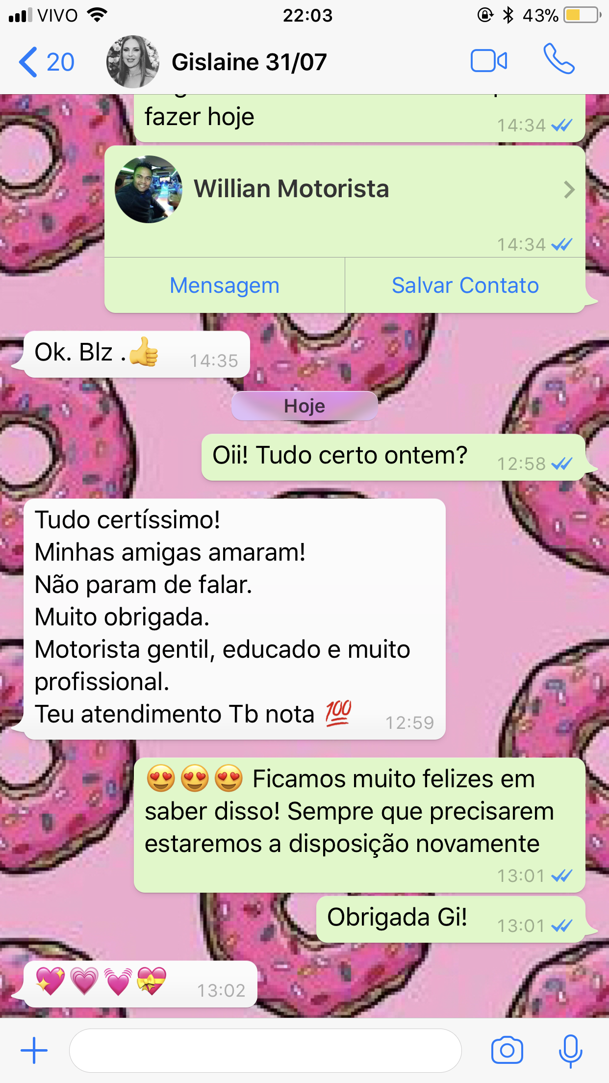 Depoimento Transfer Ida e volta com as amigas